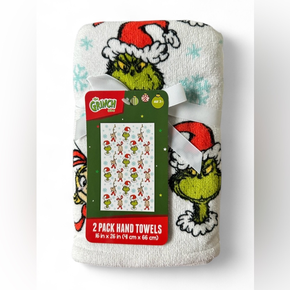 The Grinch Dr. Seuss 2 Pack Hand Towels Christmas 16x26 NWT